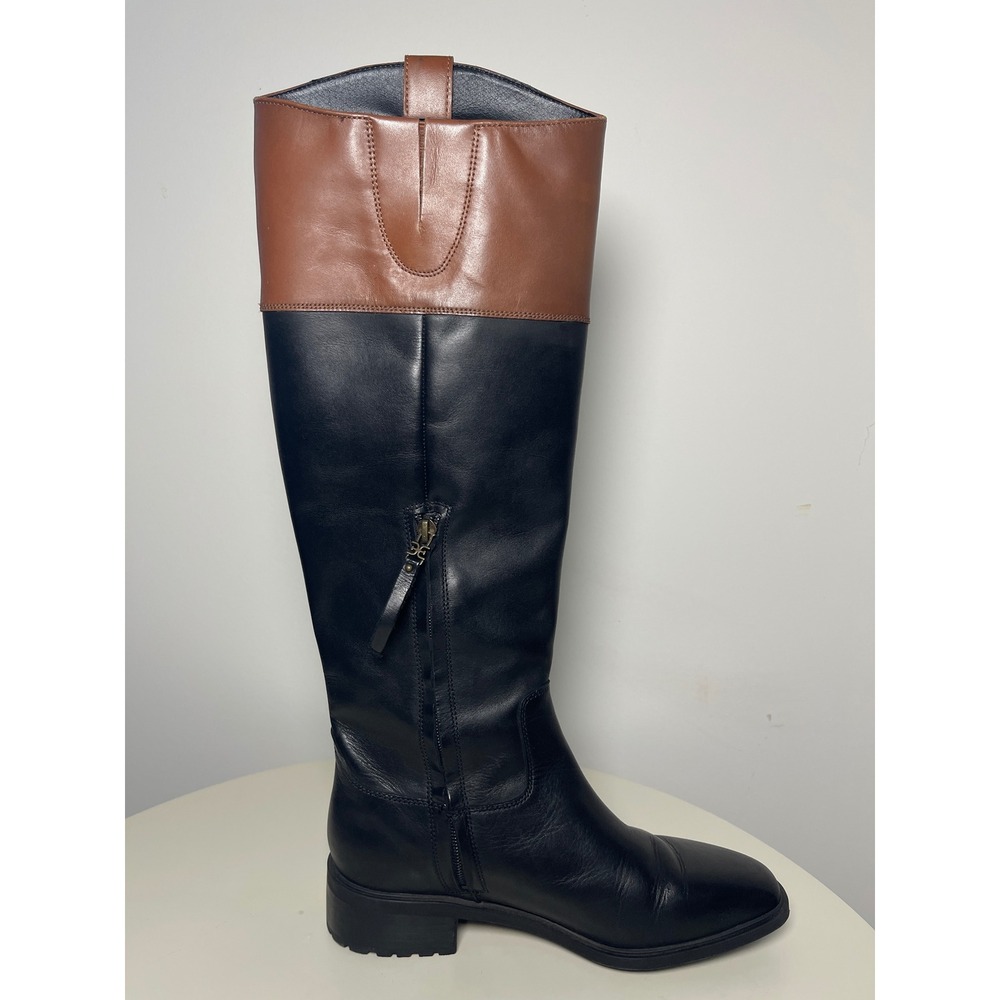 Sam Edelman Drina Leather Tall Riding Boots Black Brown Two Tone Size 7.5 M - Picture 4 of 11